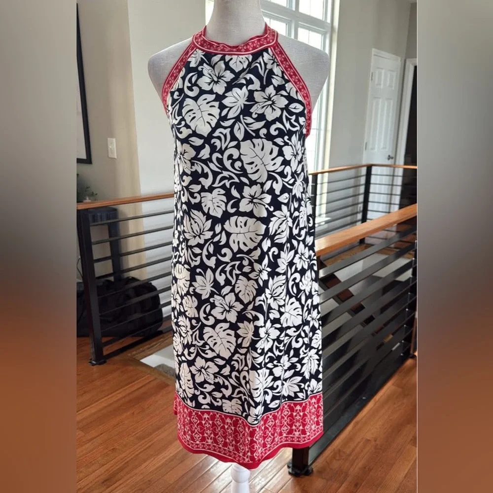 Max Studio Halter Neck Razor Back Floral Print Dress - Picture 2 of 6